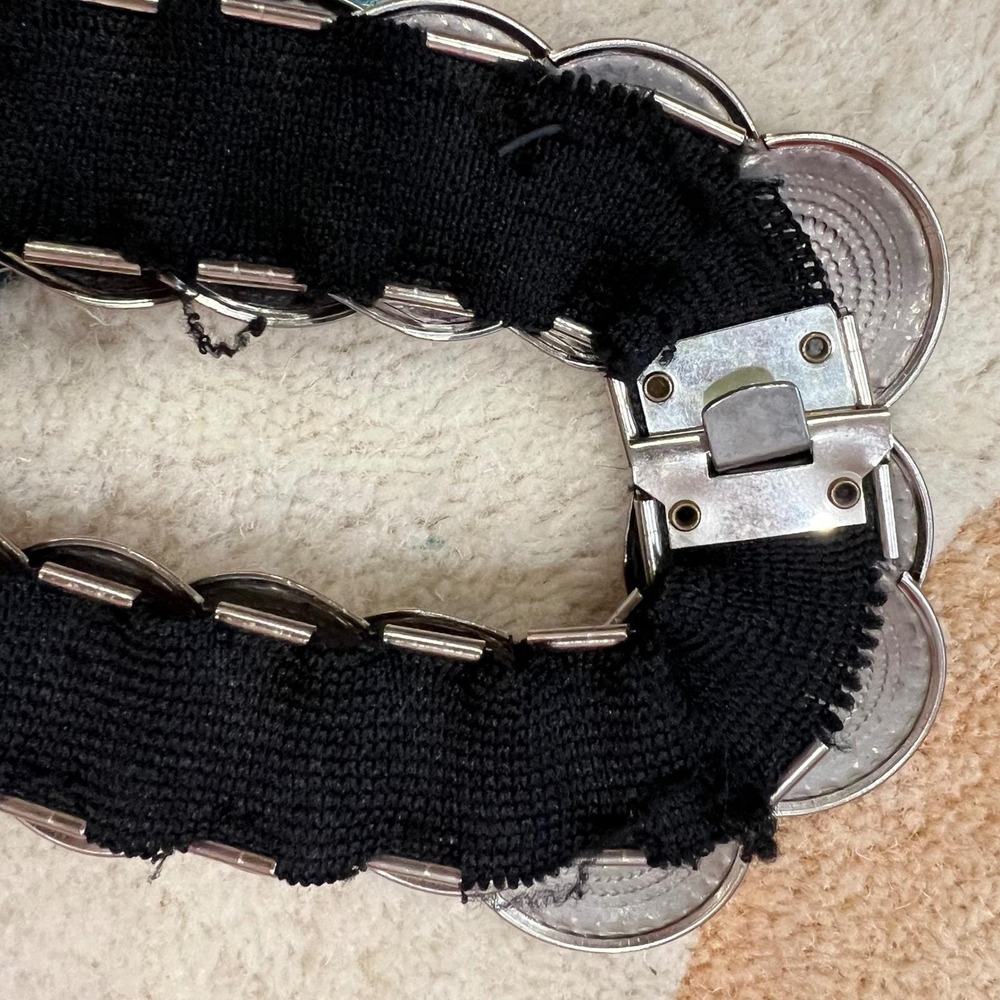Vintage Silver Metal Elastic Medallion Coin Belt Boho Western M L - Picture 6 of 8